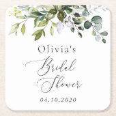 Greenery, Eucalyptus Leaves, Boho, Vrijgezellenfee Kartonnen Onderzetters (Voorkant)