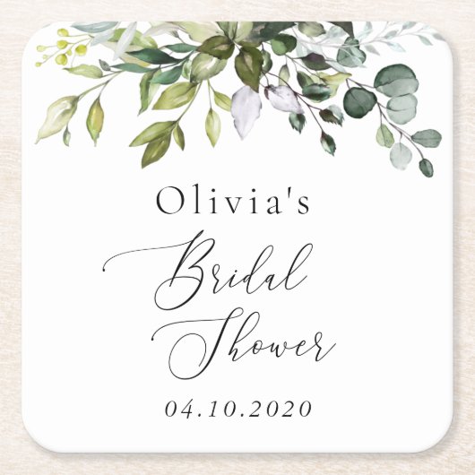 Greenery, Eucalyptus Leaves, Boho, Vrijgezellenfee Kartonnen Onderzetters (Voorkant)