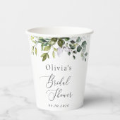 Greenery, Eucalyptus Leaves, Boho, Vrijgezellenfee Papieren Bekers (Voorkant)