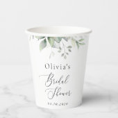 Greenery, Eucalyptus Leaves, Boho, Vrijgezellenfee Papieren Bekers (Voorkant)