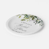 Greenery, Eucalyptus Leaves, Boho, Vrijgezellenfee Papieren Bordje (Gekanteld)