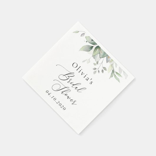 Greenery, Eucalyptus Leaves, Boho, Vrijgezellenfee Servet (Hoek)