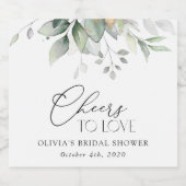 Greenery, Eucalyptus Leaves, Boho, Vrijgezellenfee Sparkling Wijnetiket (Enkel label)