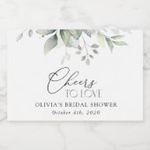 Greenery, Eucalyptus Leaves, Boho, Vrijgezellenfee Sparkling Wijnetiket (Enkel label)