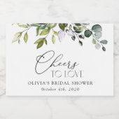 Greenery, Eucalyptus Leaves, Boho, Vrijgezellenfee Sparkling Wijnetiket (Enkel label)