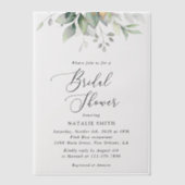 Greenery, Eucalyptus Leaves, Boho, Vrijgezellenfee Vellum Uitnodigingen (Voorkant)