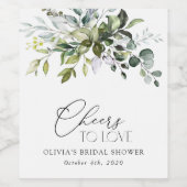 Greenery, Eucalyptus Leaves, Boho, Vrijgezellenfee Wijn Etiket (Enkel label)