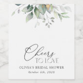 Greenery, Eucalyptus Leaves, Boho, Vrijgezellenfee Wijn Etiket (Enkel label)