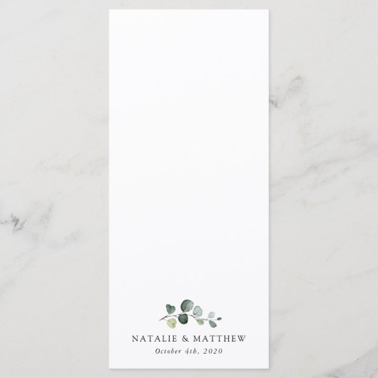 Greenery, Eucalyptus Leaves, Boho, Wedding Menu (Achterkant)