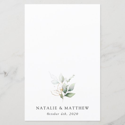 Greenery, Eucalyptus Leaves, Boho, Wedding Menu (Achterkant)