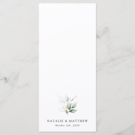 Greenery, Eucalyptus Leaves, Boho, Wedding Menu (Achterkant)