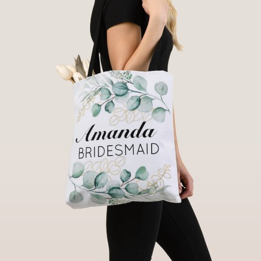 Greenery Eucalyptus Leaves Bridesmaid Canvas tas (Dichtbij)