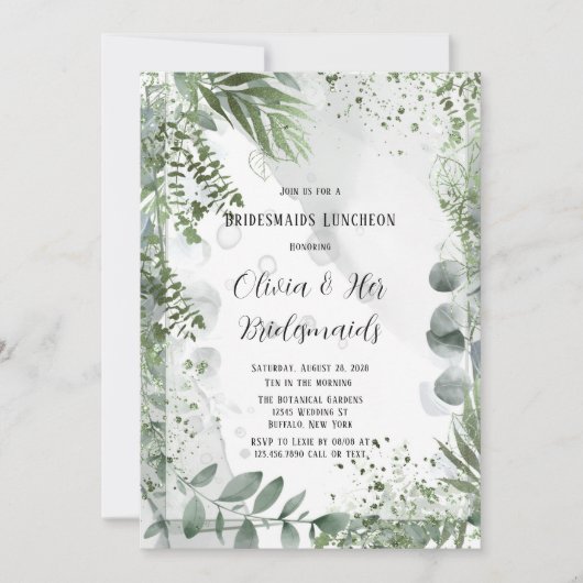 Greenery Eucalyptus Leaves Bridesmaids Luncheon Kaart (Voorkant)
