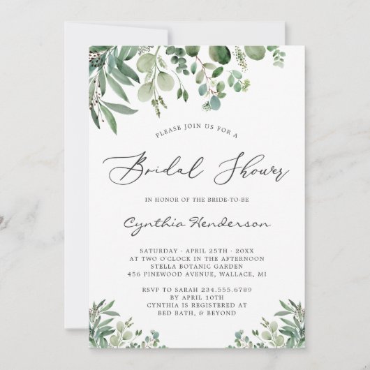 Greenery Eucalyptus Leaves Classy Vrijgezellenfees Kaart (Voorkant)