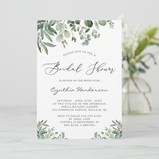 Greenery Eucalyptus Leaves Classy Vrijgezellenfees Kaart (Staand voorkant)