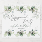 Greenery Eucalyptus Leaves Engagement Party Sparkling Wijnetiket (Enkel label)