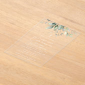 Greenery, Eucalyptus Leaves, First Holy Communion Acryl Uitnodigingen (Laagn)