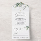 Greenery, Eucalyptus Leaves, First Holy Communion All In One Uitnodiging (Binnen)