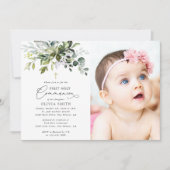 Greenery, Eucalyptus Leaves, First Holy Communion Kaart (Voorkant)