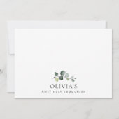 Greenery, Eucalyptus Leaves, First Holy Communion Kaart (Achterkant)