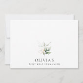 Greenery, Eucalyptus Leaves, First Holy Communion Kaart (Achterkant)