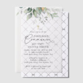 Greenery, Eucalyptus Leaves, First Holy Communion Vellum Uitnodigingen (Offset (Uitnodiging))