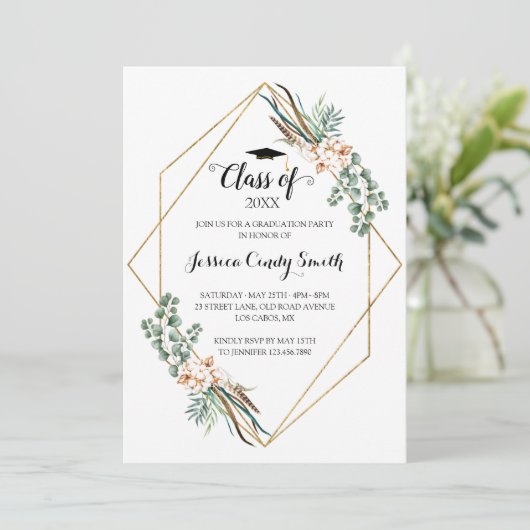 Greenery Eucalyptus Leaves Lijst Foto Afstuderen Kaart (Staand voorkant)