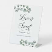 Greenery Eucalyptus Leaves Love is Sweet Reclamebord Met Voetstuk (Voorkant)