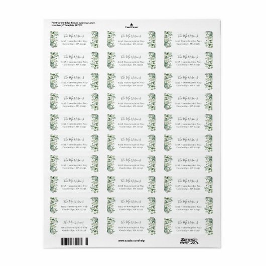 Greenery Eucalyptus Leaves Return Address Etiket (Full Sheet)