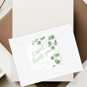 Greenery Eucalyptus Leaves Weddenschap Bedankt Vierkante Sticker