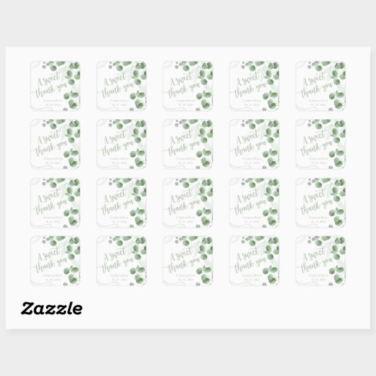 Greenery Eucalyptus Leaves Weddenschap Bedankt Vierkante Sticker (Vel)