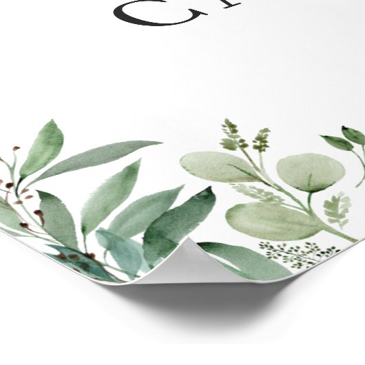 Greenery Eucalyptus Leaves Weddenschap Welkomstbor Poster (Hoek)