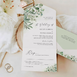 Greenery Eucalyptus Leaves Wedding (geen ENV nodig All In One Uitnodiging