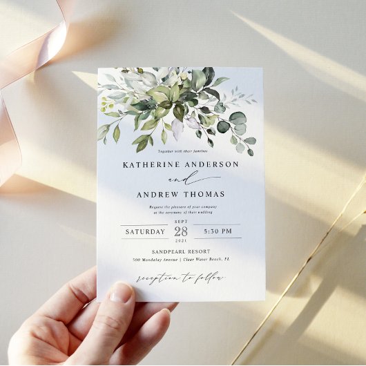 Greenery Eucalyptus Leaves Wedding Invitation Kaart