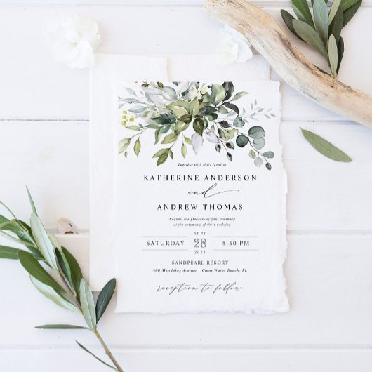 Greenery Eucalyptus Leaves Wedding Invitation Kaart