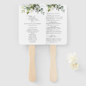 Greenery, Eucalyptus Leaves, Wedding Programme Handwaaier (Voorkant en achterkant)