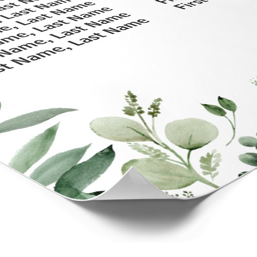 Greenery Eucalyptus Leaves Wedding Seding Chart Poster (Hoek)