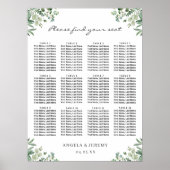 Greenery Eucalyptus Leaves Wedding Seding Chart Poster (Voorkant)