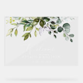 Greenery, Eucalyptus Leaves, Wedding Welcome Acryl Bord (Voorkant)