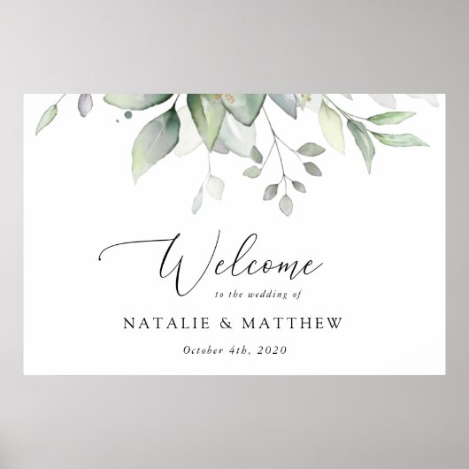 Greenery, Eucalyptus Leaves, Wedding Welcome Poster (Voorkant)