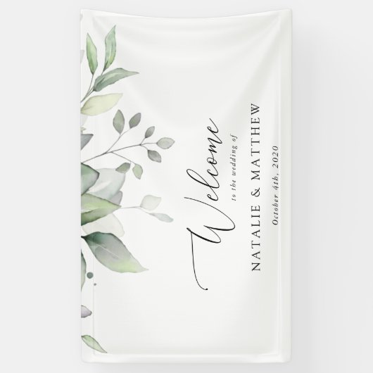 Greenery, Eucalyptus Leaves, Wedding Welcome Spandoek (Verticaal)