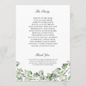 Greenery Eucalyptus leest Geometric Wedding Programmakaart (Achterkant)