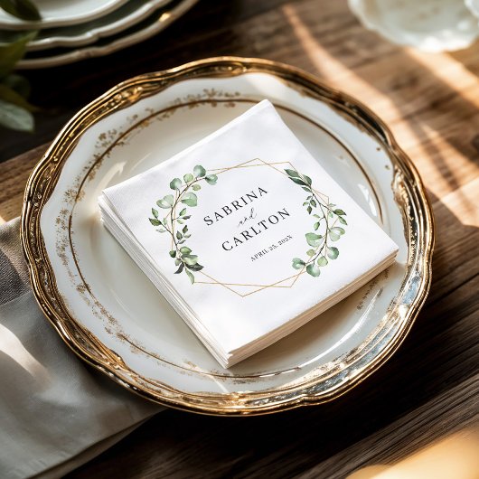 Greenery Eucalyptus leest Geometric Wedding Servet