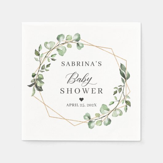 Greenery Eucalyptus leest Geometrisch Baby shower Servet (Voorkant)