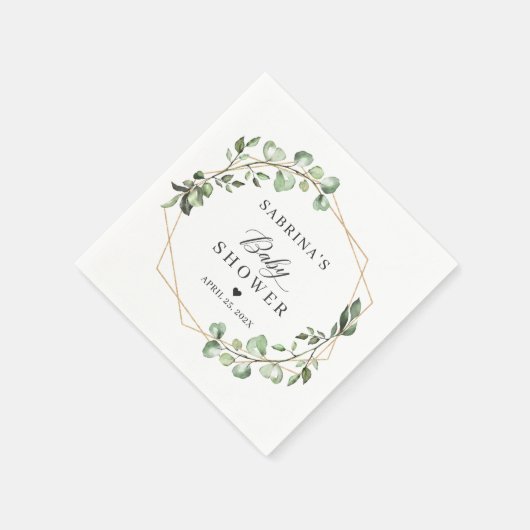 Greenery Eucalyptus leest Geometrisch Baby shower Servet (Hoek)