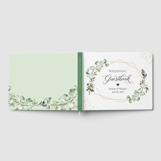 Greenery Eucalyptus leveert gouden geometrische br Gastenboek (Volledig)