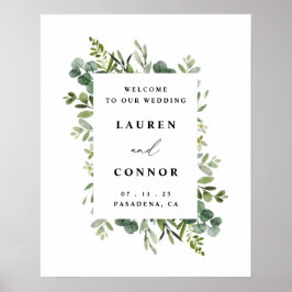 Greenery Eucalyptus Lijst Wedding Intrance Sign Poster