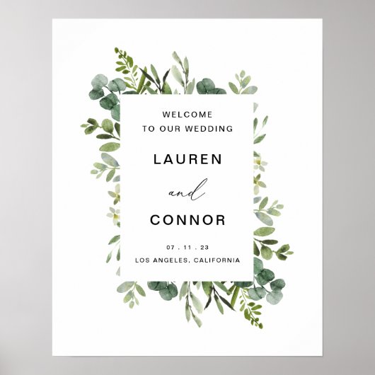 Greenery Eucalyptus Lijst Wedding Intrance Sign Poster (Voorkant)