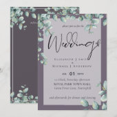 Greenery Eucalyptus Lila Grijze bruiloft (Voorkant / Achterkant)