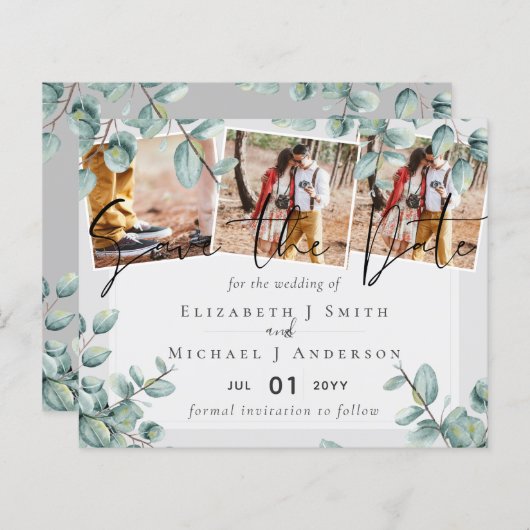 Greenery Eucalyptus Lila Lemon Gray Wedding (Voorkant / Achterkant)